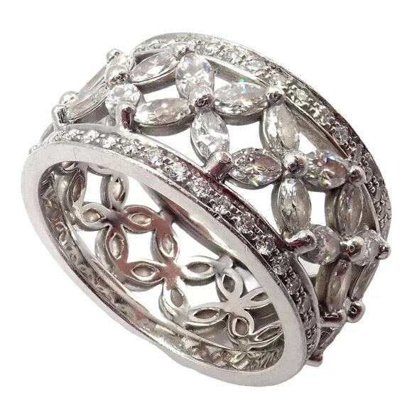 Authentic! Tiffany & Co Platinum 2.34ctw Diamond Victoria Wide Band Ring sz 5.5 - Picture 6 of 12